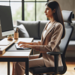Employee working at an ergonomic home office setup